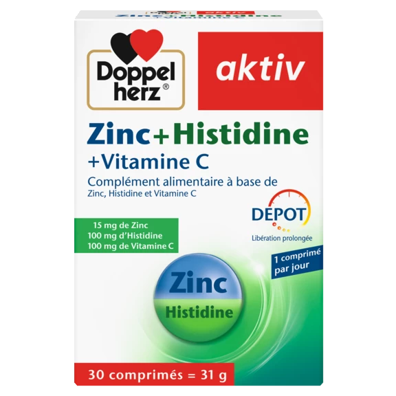 Illustration of the product packaging Doppelherz aktiv Zinc + Histidine front view